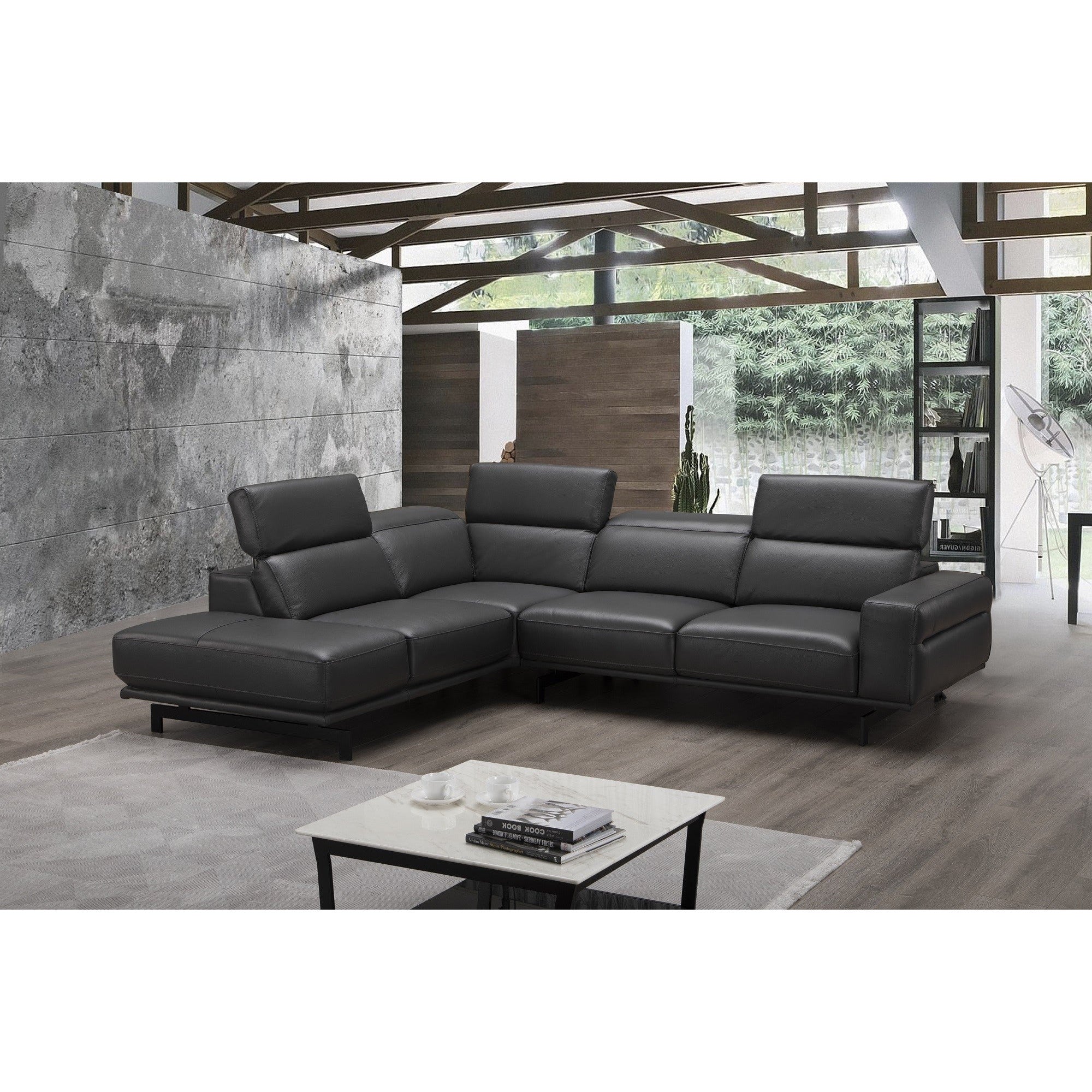 J&M Furniture Davenport Leather Sectional in Slate (SKU18875)