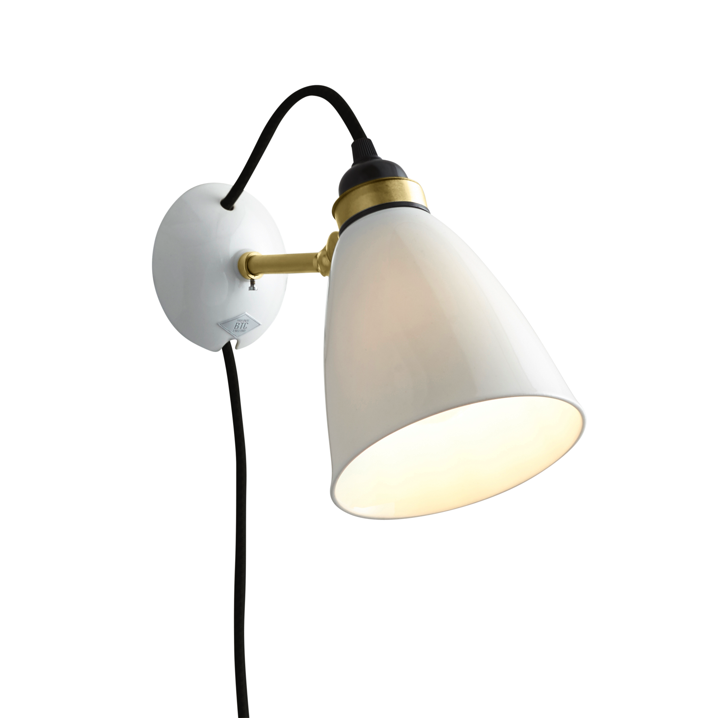 Hector 30 Wall Light, Plug with Switch, Satin Brass