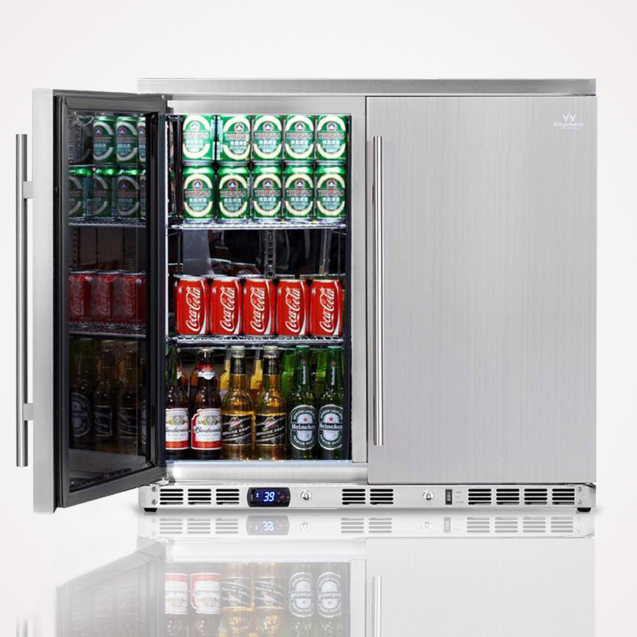 KingsBottle KBU56ASD 36 Inch Outdoor Beverage Refrigerator 2 Door For Home