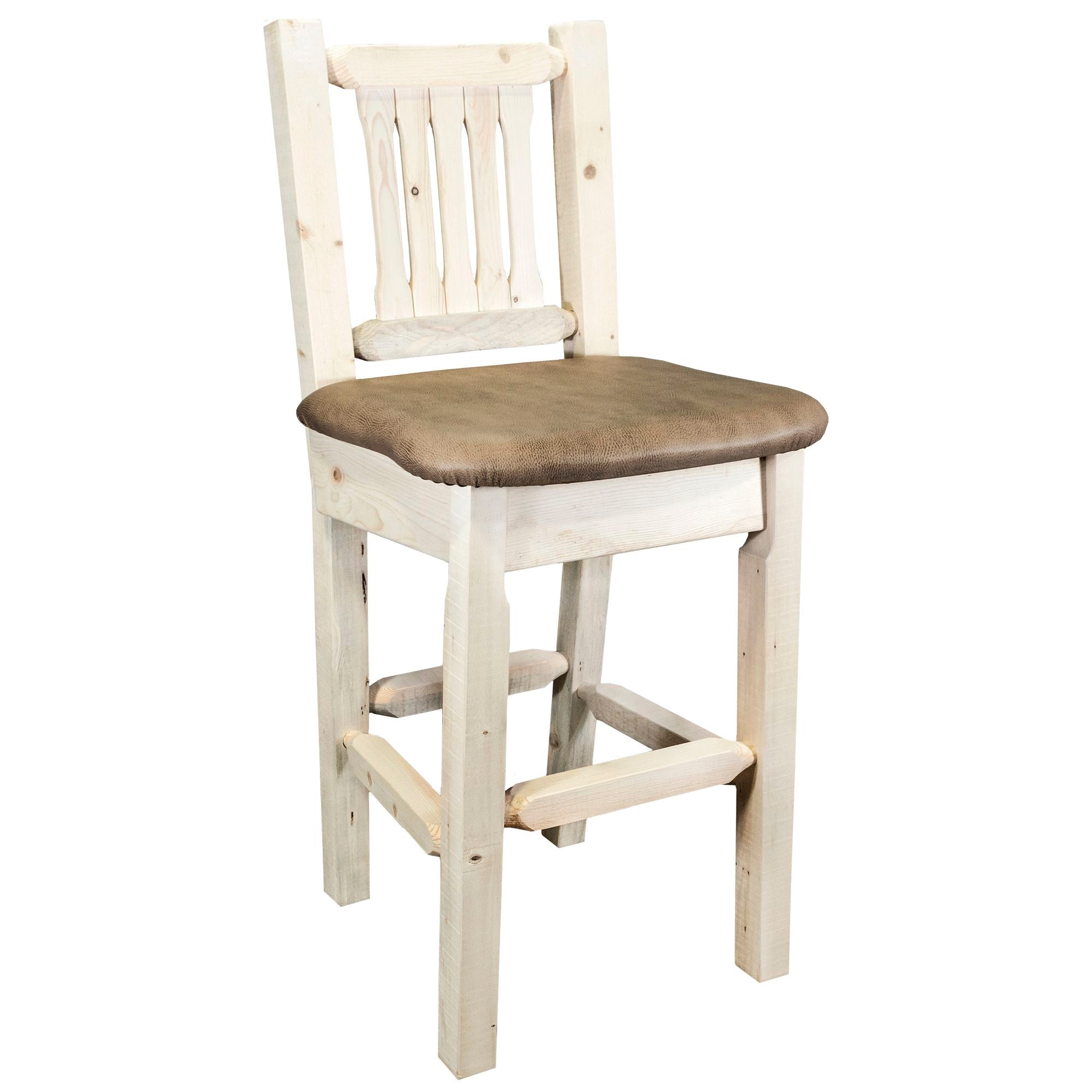 Montana Woodworks Homestead Collection Counter Height Barstool w/ Back - Buckskin Upholstery