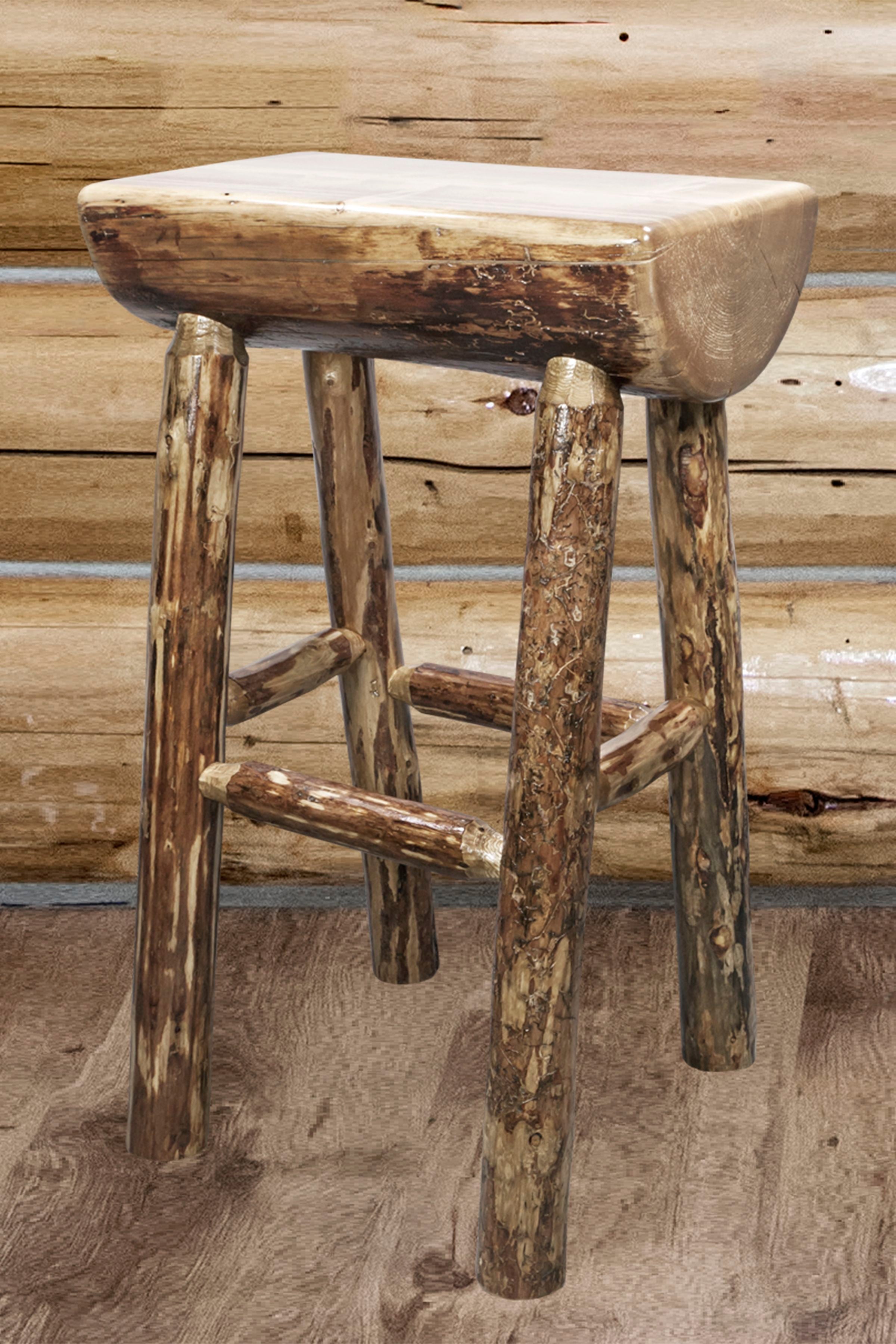 Montana Woodworks Glacier Country Collection Counter Height Half Log Barstool,