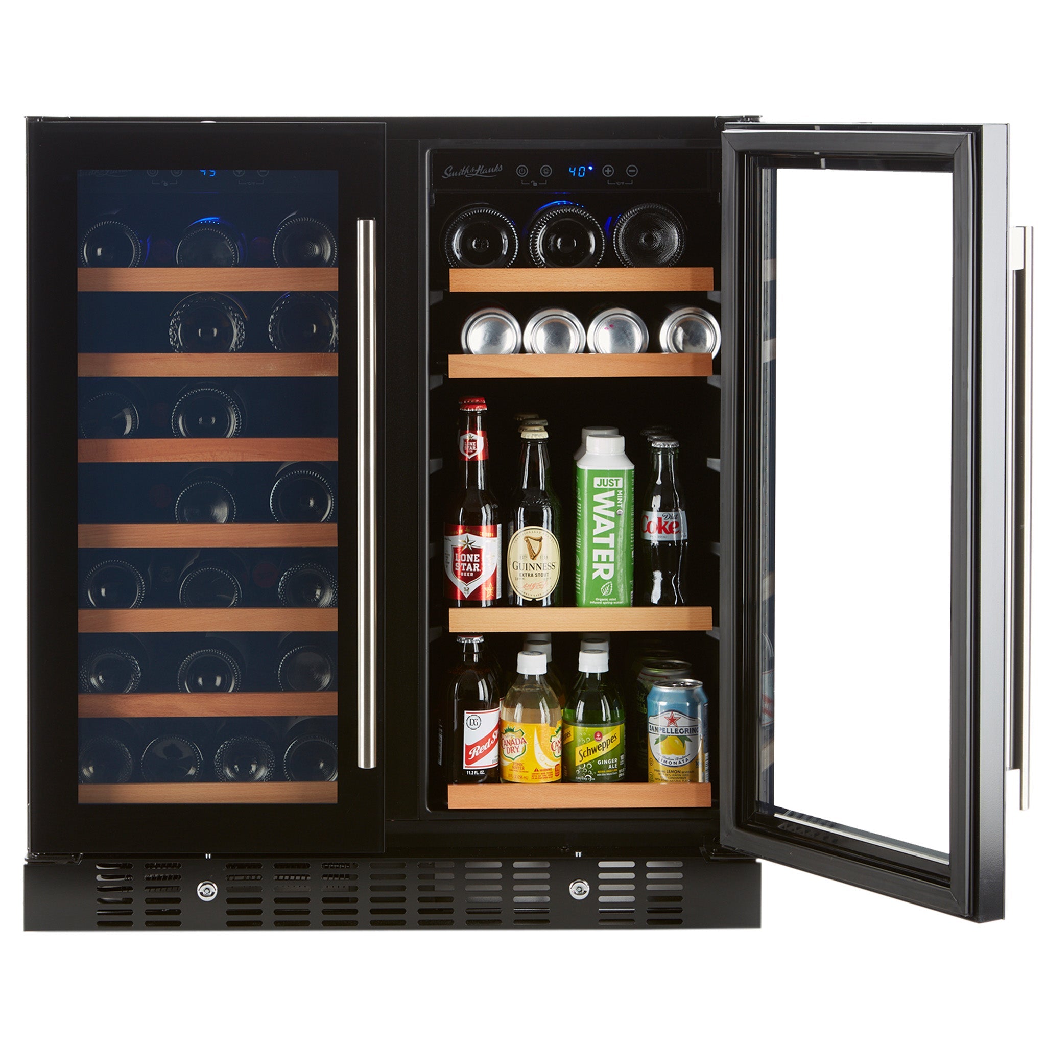 Wine & Beverage Cooler, Smoked Black Glass Door
