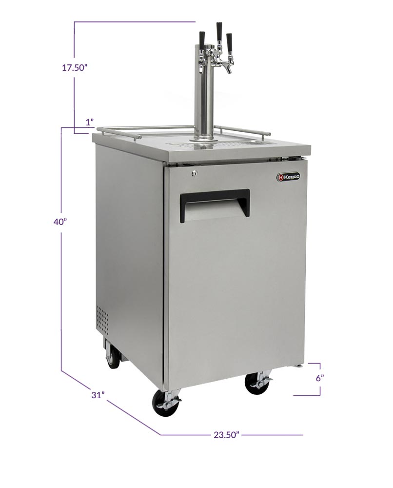 24" Wide Homebrew Triple Tap All Stainless Steel Commercial Kegerator