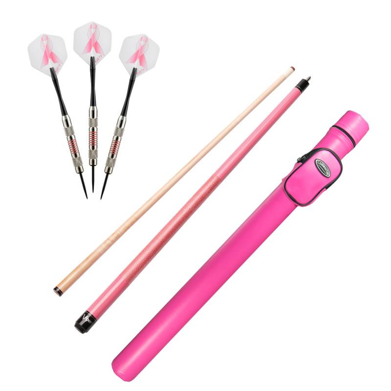 Fat Cat Breast Cancer Steel Tip Dart Set 20 Grams, Viper Pink Lady Cue, and Casemaster Q-Vault Supreme Pink Cue Case