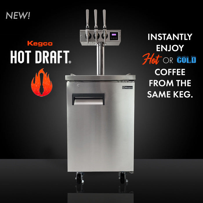 Kegco XCK-HDT-3S &reg; Triple Faucet Commercial Kegerator Hot Draft &reg; Tap Coffee Keg Dispenser - Stainless Steel