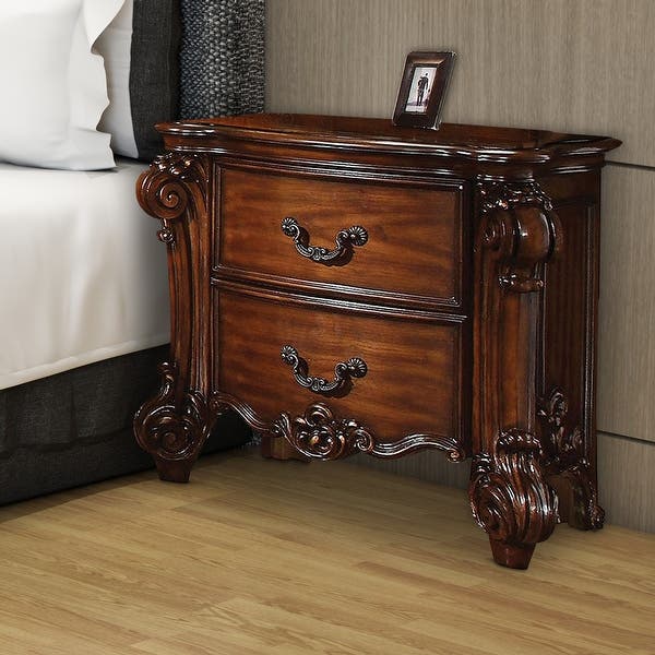 Benzara 30" Traditional Style Wooden Nightstand with Two Drawers BM185885