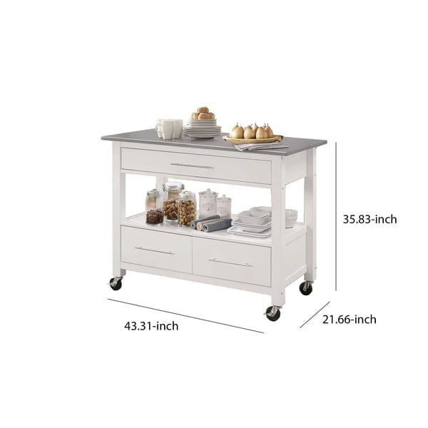 Benzara 36" Kitchen Cart with Stainless Steel Top BM163665