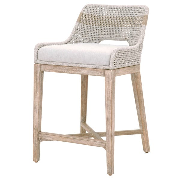 Benzara 35" Interwoven Rope Counter Stool with Stretcher and Cross Support BM217392