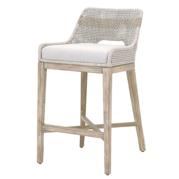 Benzara 39" Interwoven Rope Bar Stool with Flared Legs and Cross Support BM217398