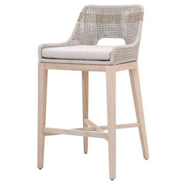 Benzara 39" Interwoven Rope Bar Stool with Stretcher and Cross Support BM217401