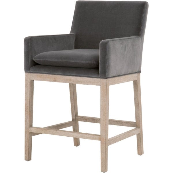 Benzara 38.5" Fabric Upholstered Counter Chair with Track Arms BM222994