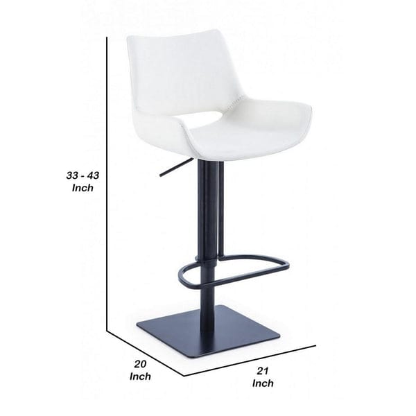 Benzara 33" Swivel Faux Leather Bar Stool with Countered Seat BM232279