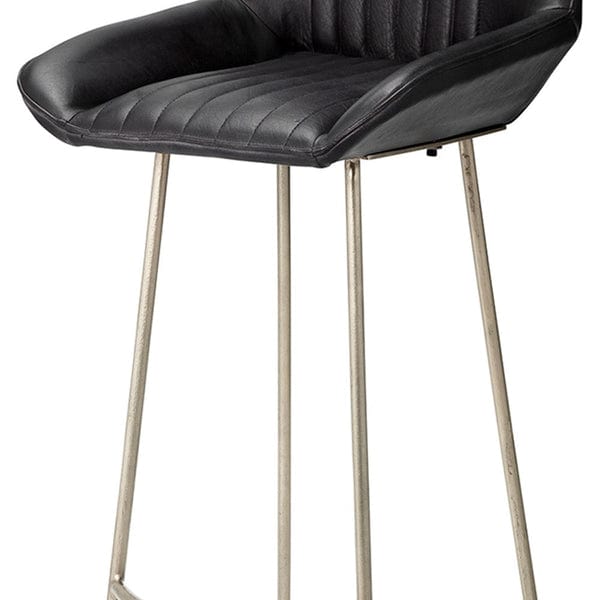 Benzara 43" Bar Stool with Leatherette and Metal Sled Base BM263638