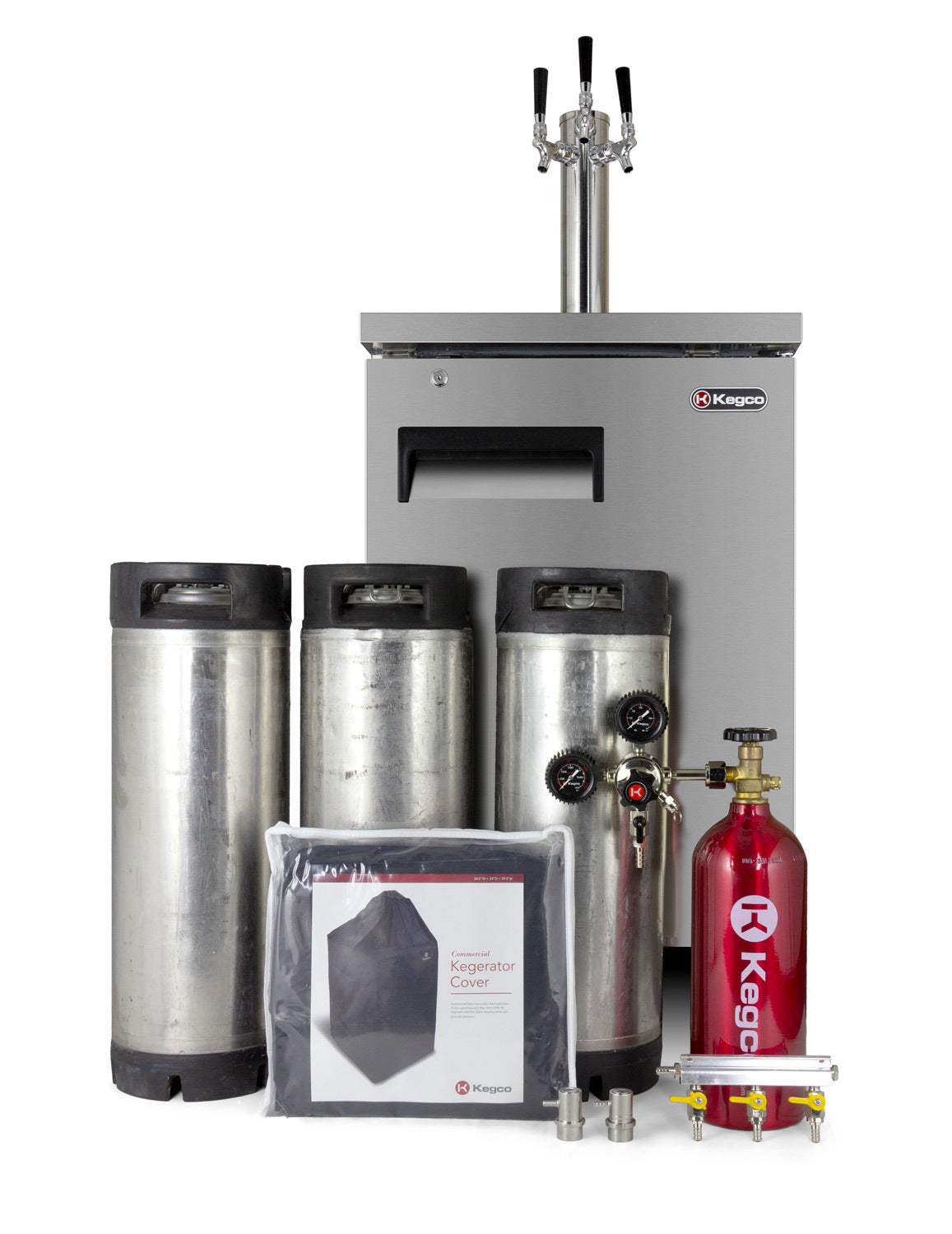 24" Wide Homebrew Triple Tap All Stainless Steel Commercial Kegerator with Kit