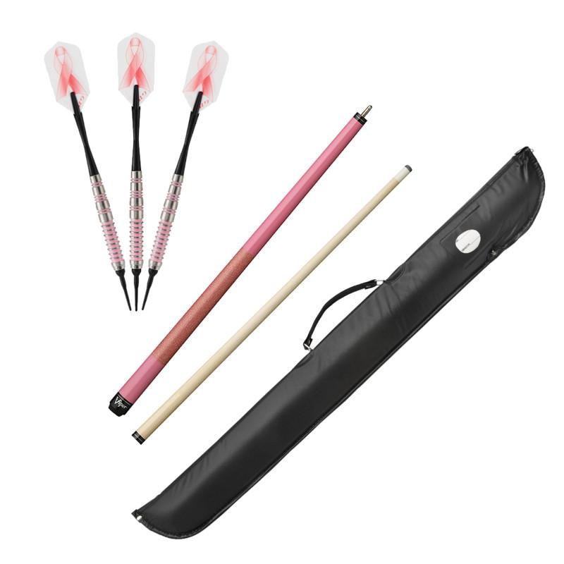 Fat Cat Pink Lady Soft Tip Darts 16 Grams, Viper Junior Pink Lady Cue, and Casemaster Cono Case