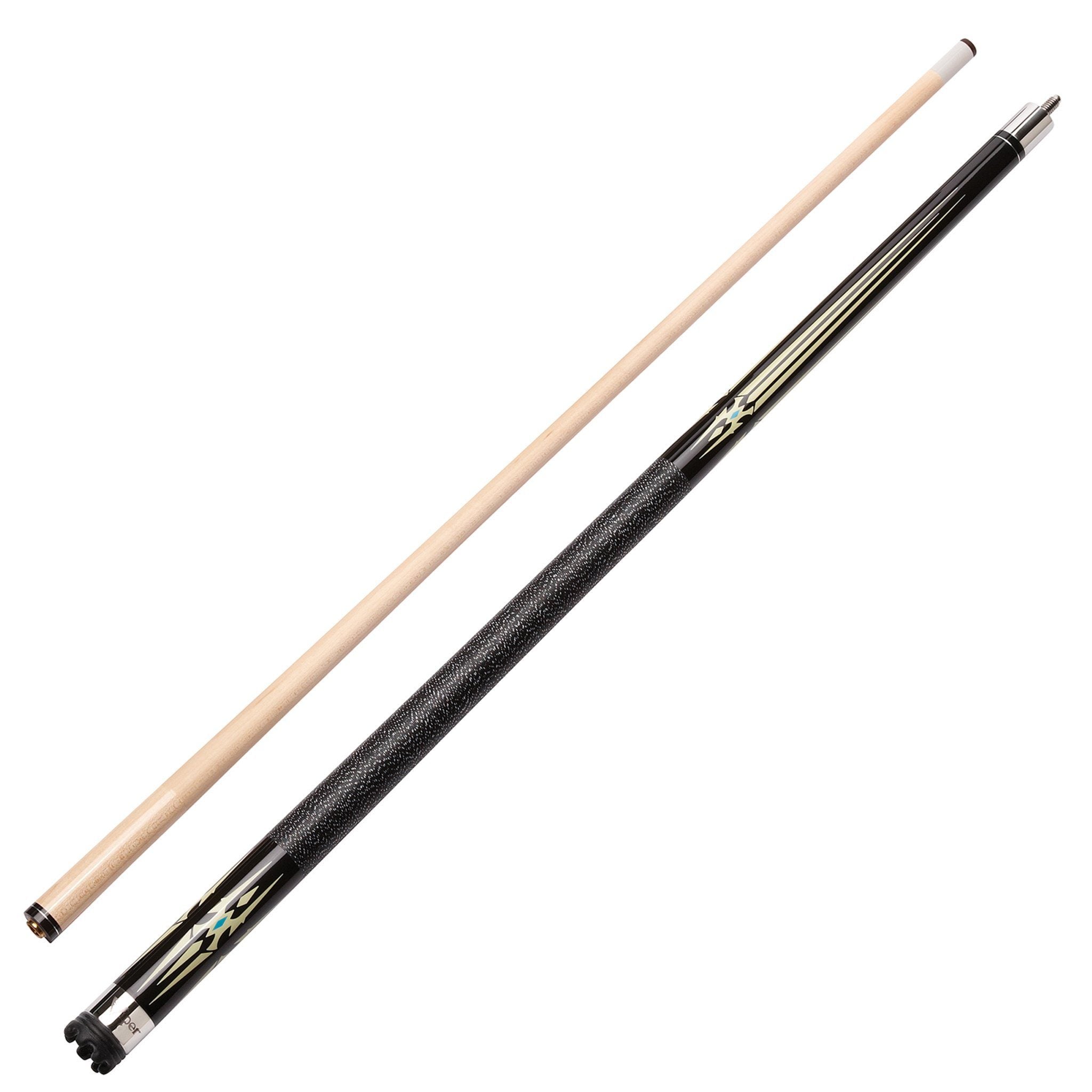 Viper Sinister Series Cue with Black and White Design and Casemaster Q-Vault Supreme Black Cue Case