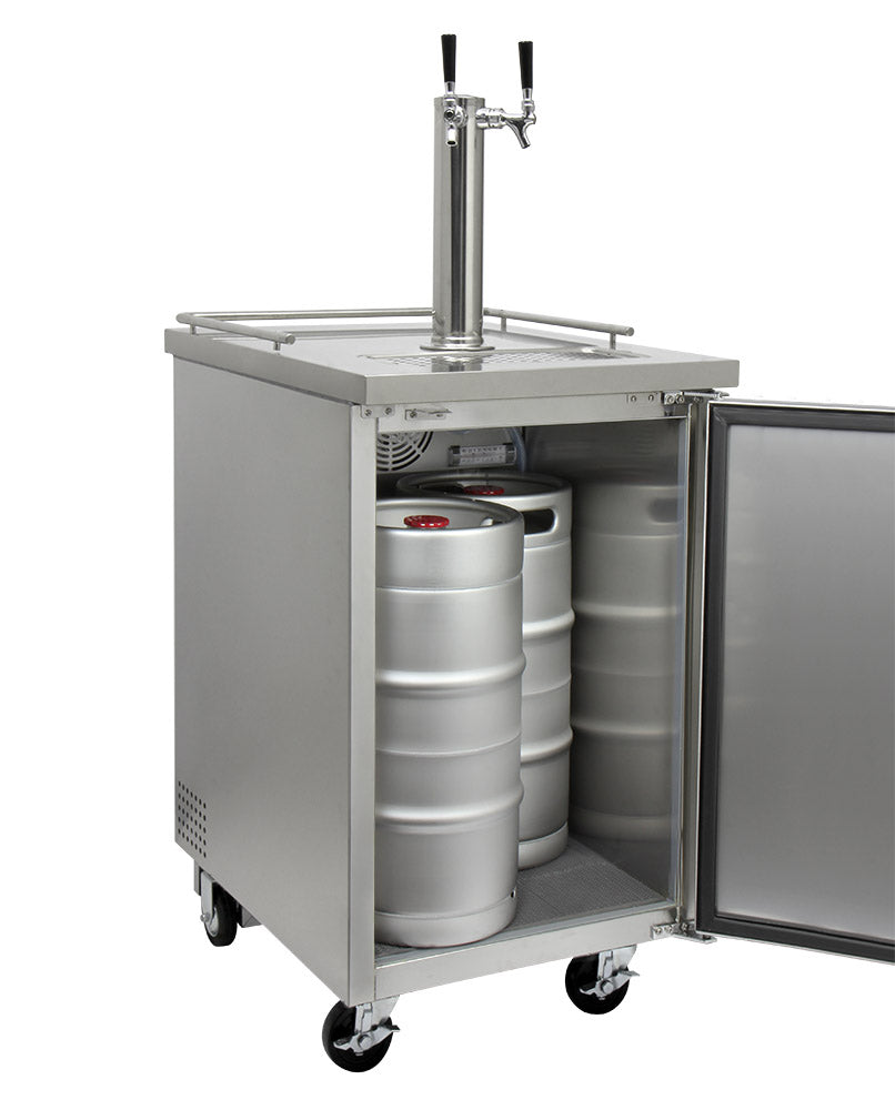 24" Wide Kombucha Dual Tap All Stainless Steel Commercial Kegerator