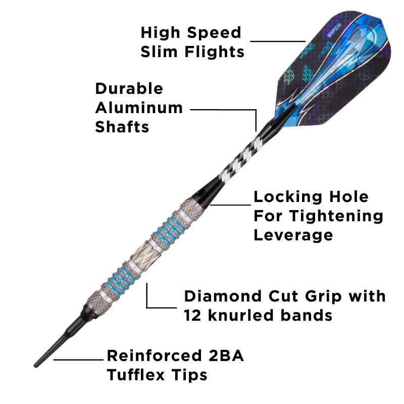 Viper Astro Darts 80% Tungsten Soft Tip Darts Blue Rings 16 Grams