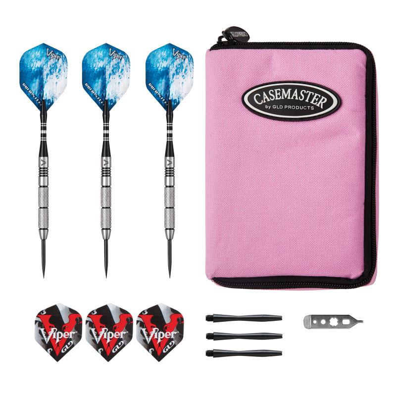Viper Cold Steel Tungsten Darts Steel Tip Darts 21 Grams and Casemaster Select Pink Nylon Case