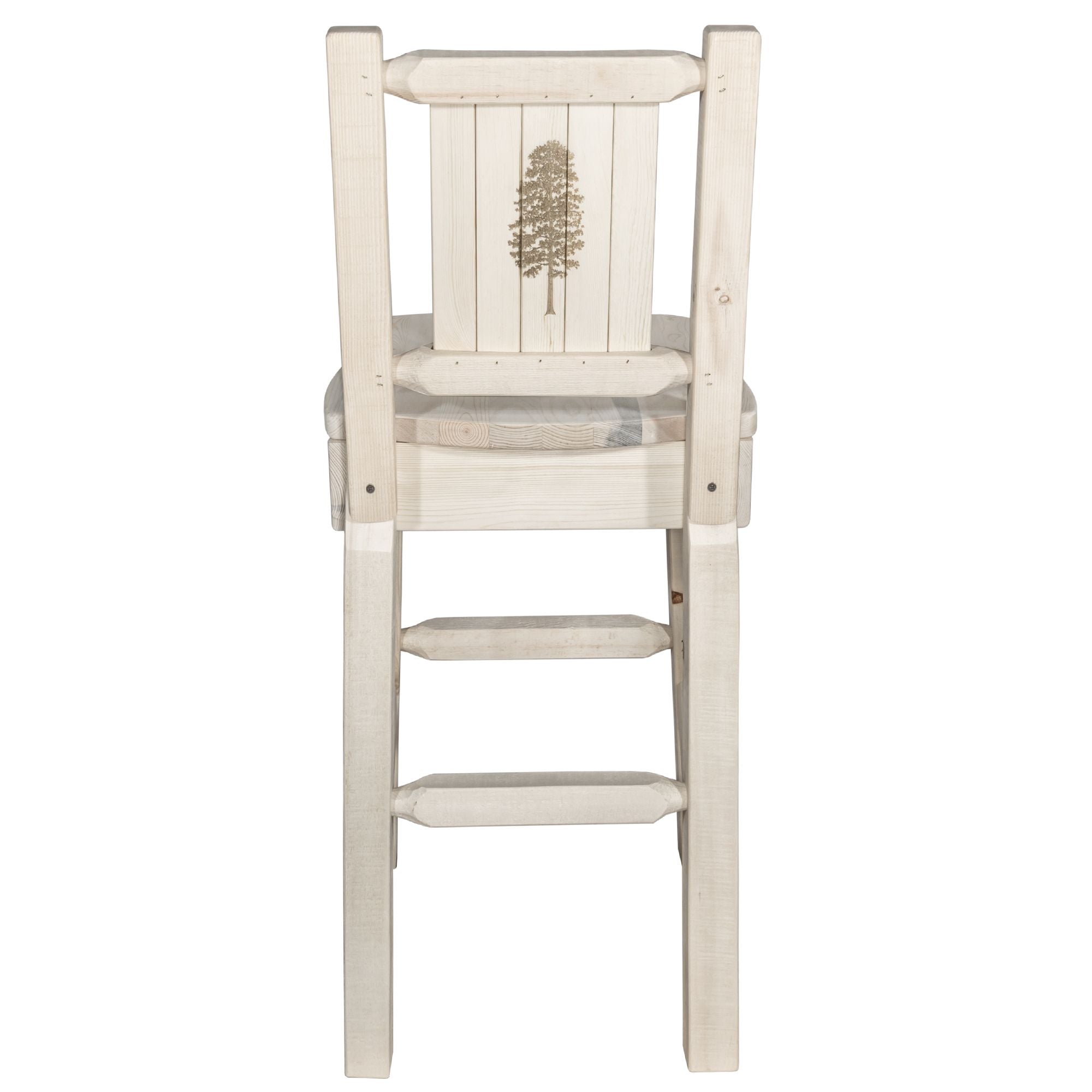 Montana Woodworks Homestead Collection Barstool w/ Back, w/ Laser Engraved Pine Tree Design