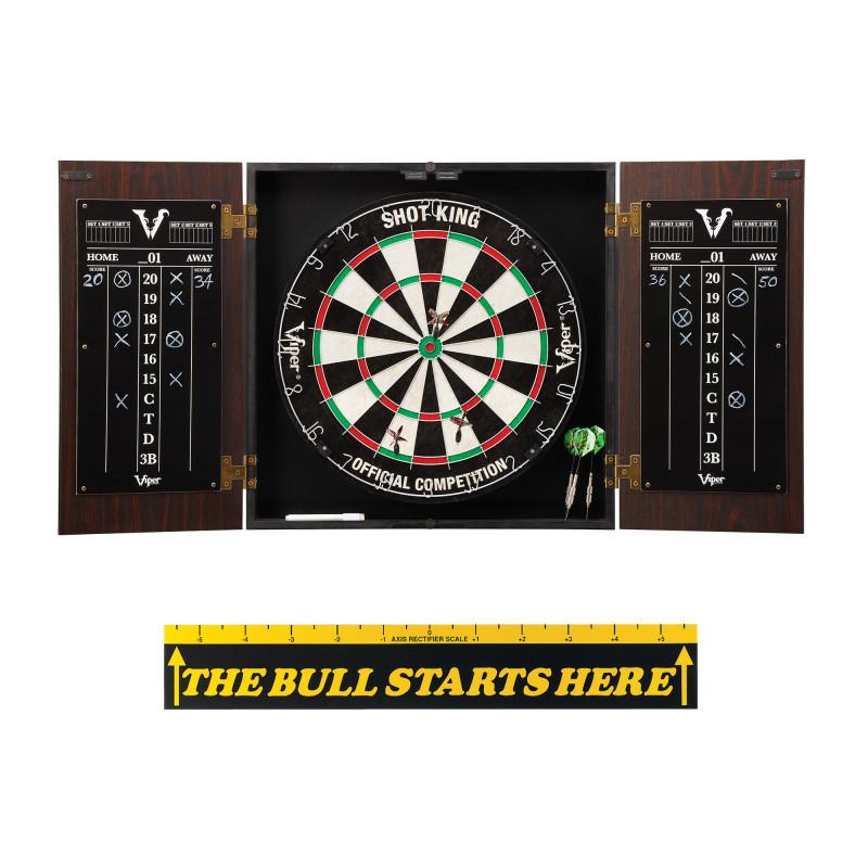 Viper Stadium Cabinet with Shot King Sisal Dartboard & "The Bull Starts Here" Throw Line Marker