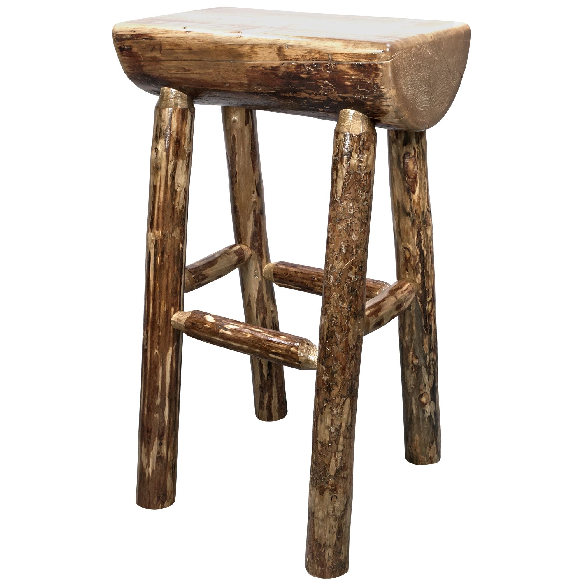 Montana Woodworks Glacier Country Collection Counter Height Half Log Barstool,
