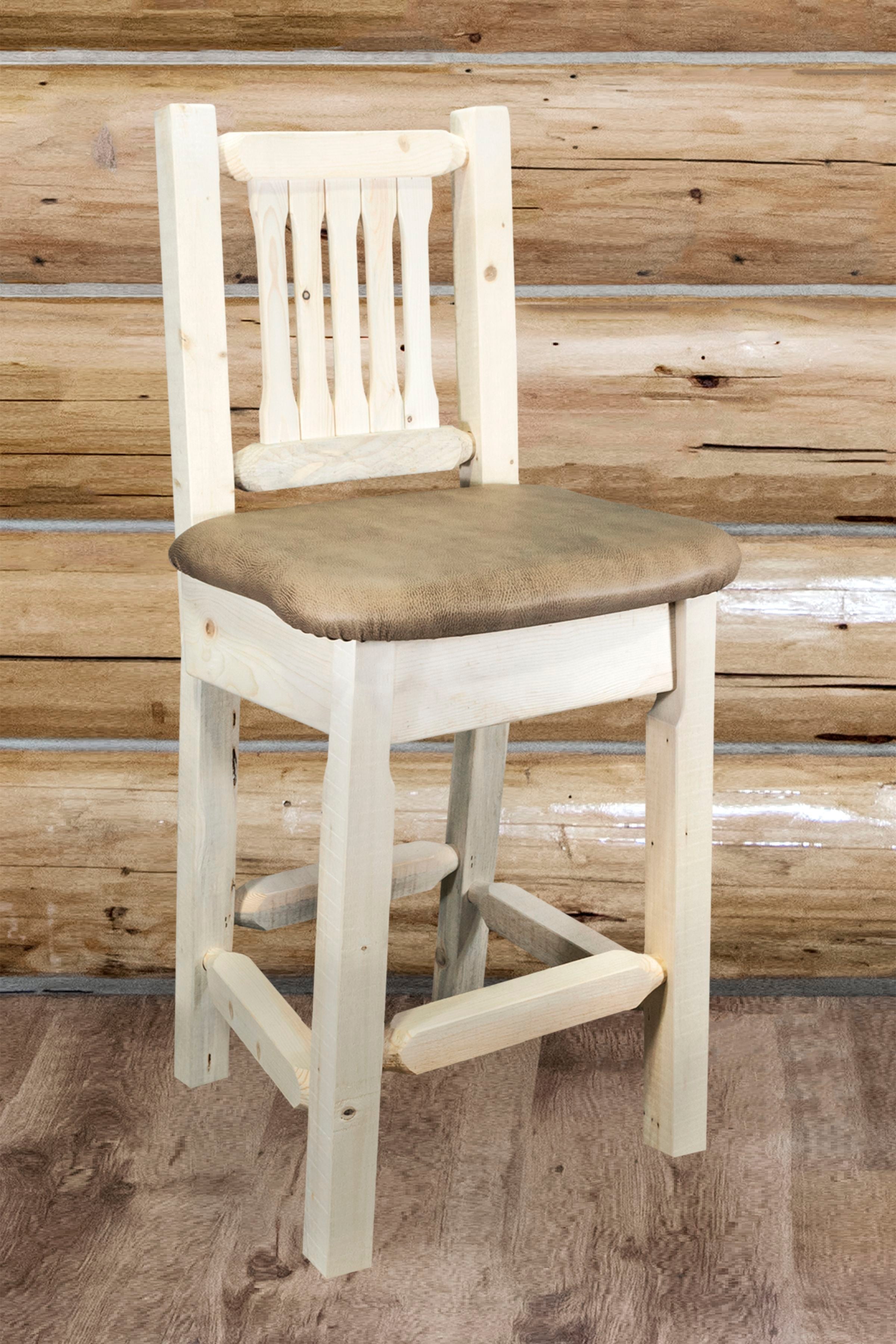 Montana Woodworks Homestead Collection Counter Height Barstool w/ Back - Buckskin Upholstery