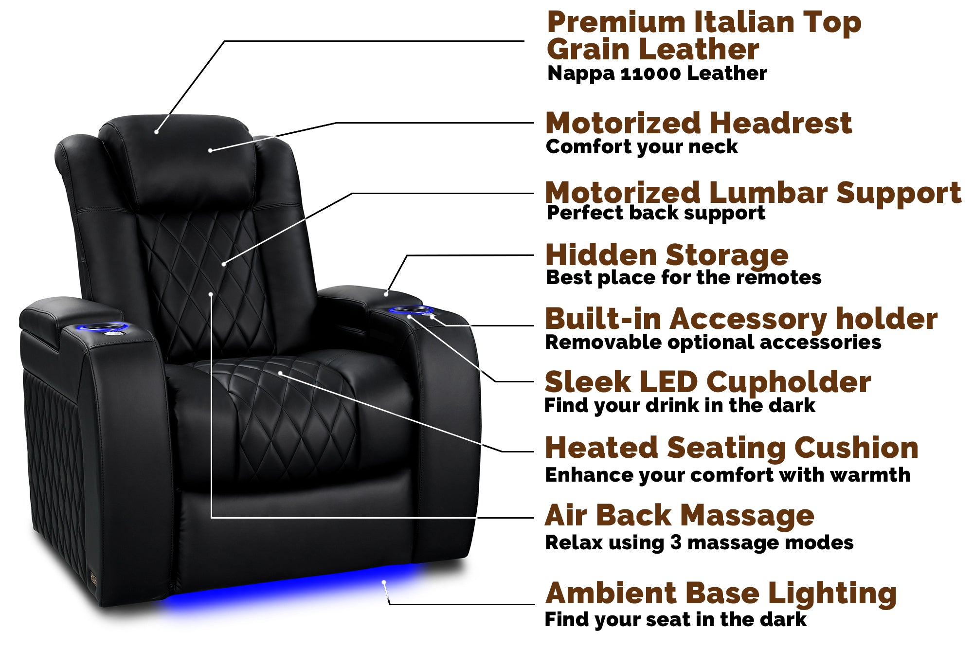 Valencia Theater Tuscany Heat & Massage Home Theater Seating