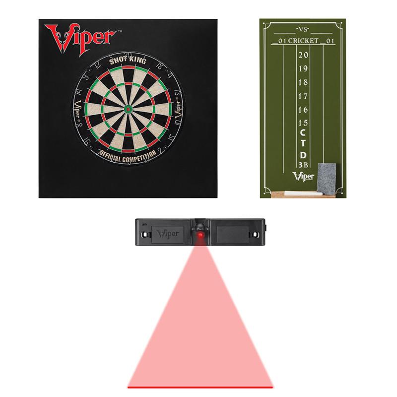 Viper Shot King Bristle Dartboard, Small Cricket Chalk Scoreboard, Dart Laser Line, and Wall Defender II