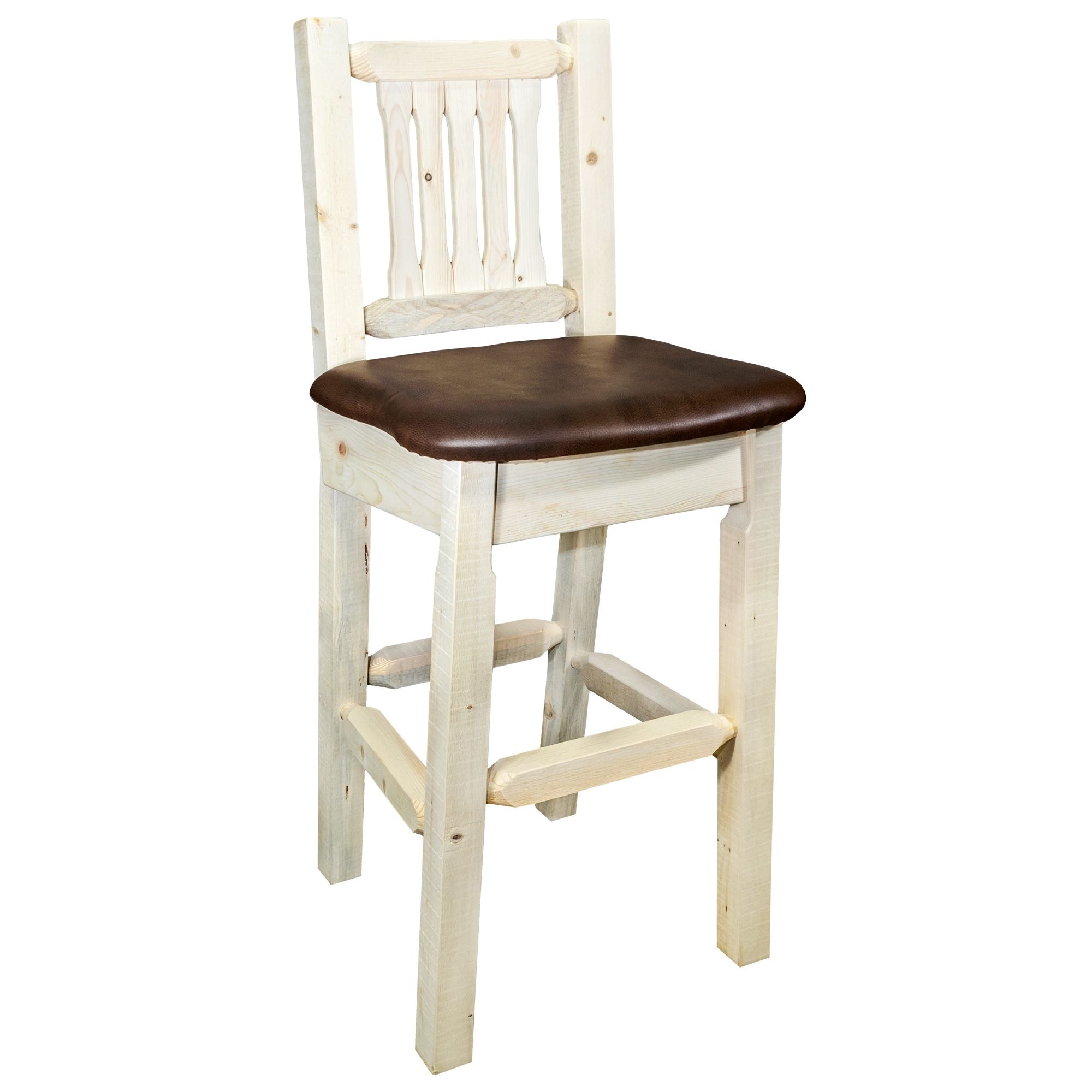 Montana Woodworks Homestead Collection Counter Height Barstool w/ Back - Saddle Upholstery
